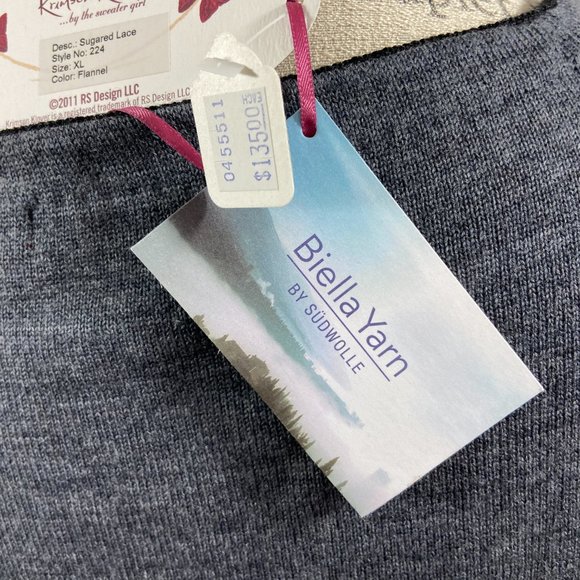 Rare Krimson Klover  Wool Sweater by the sweater girl Biella Yarn Sugared Lace - Picture 10 of 13